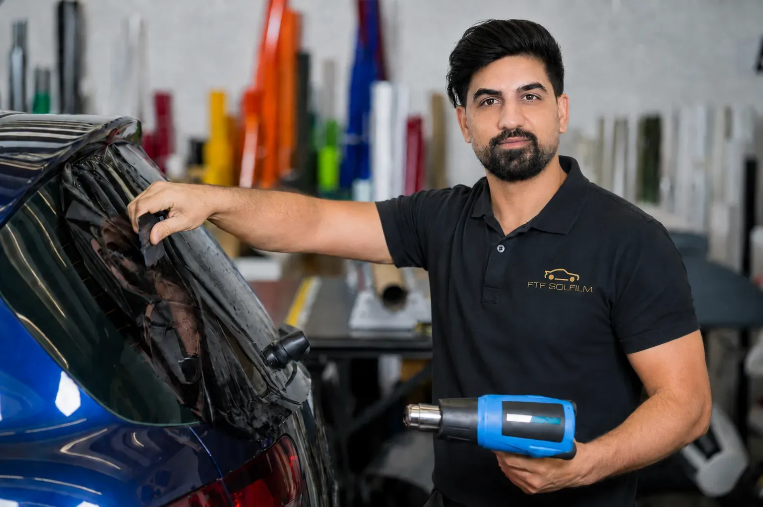 Professionell toning av bilrutor med solfilm hos FTF Solfilm i Haninge